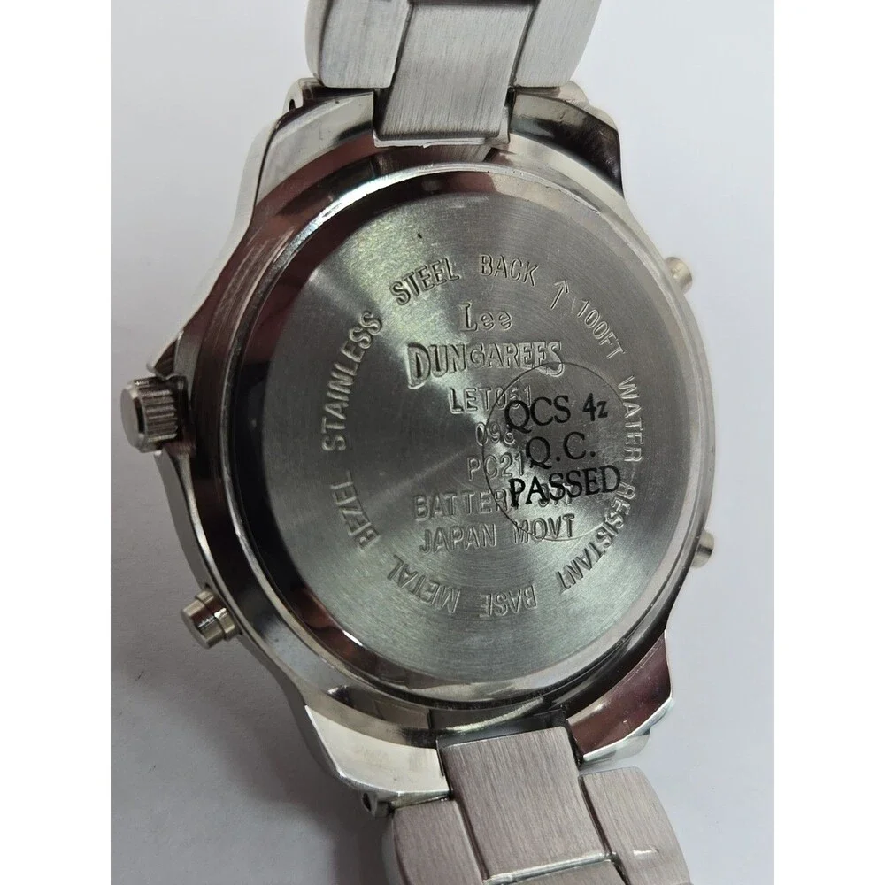 Vintage Lee Dungarees Mens Analog Digital Sport Metal Bracelet Watch New Battery